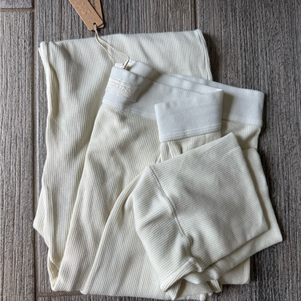 SKIMS Cream Ribbed Intimates Set